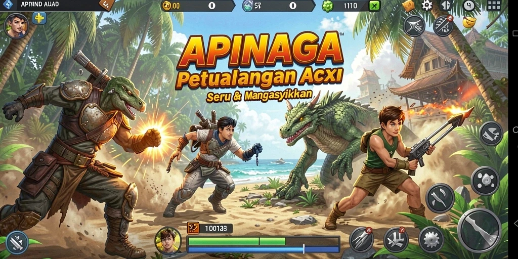 Screenshot menunjukkan aksi mendebarkan di dalam game APINAGA.