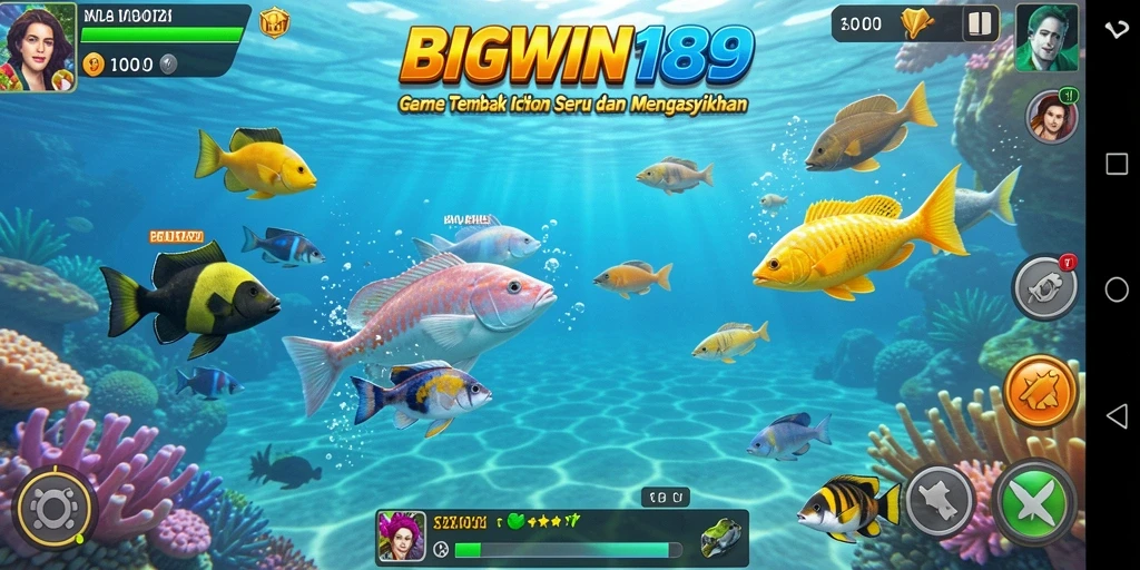 Screenshot gameplay BIGWIN189 yang menampilkan serunya menembak ikan.