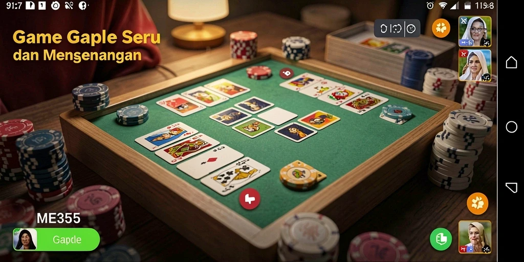 Screenshot gameplay ME355 menampilkan momen seru saat bermain Gaple.