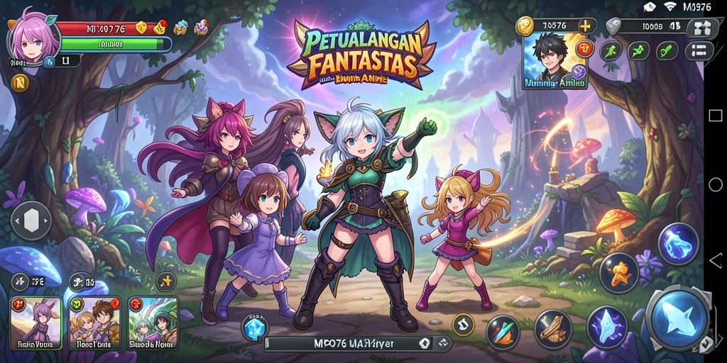 Gameplay MPO76 menampilkan karakter anime yang dinamis dan grafis yang memukau.